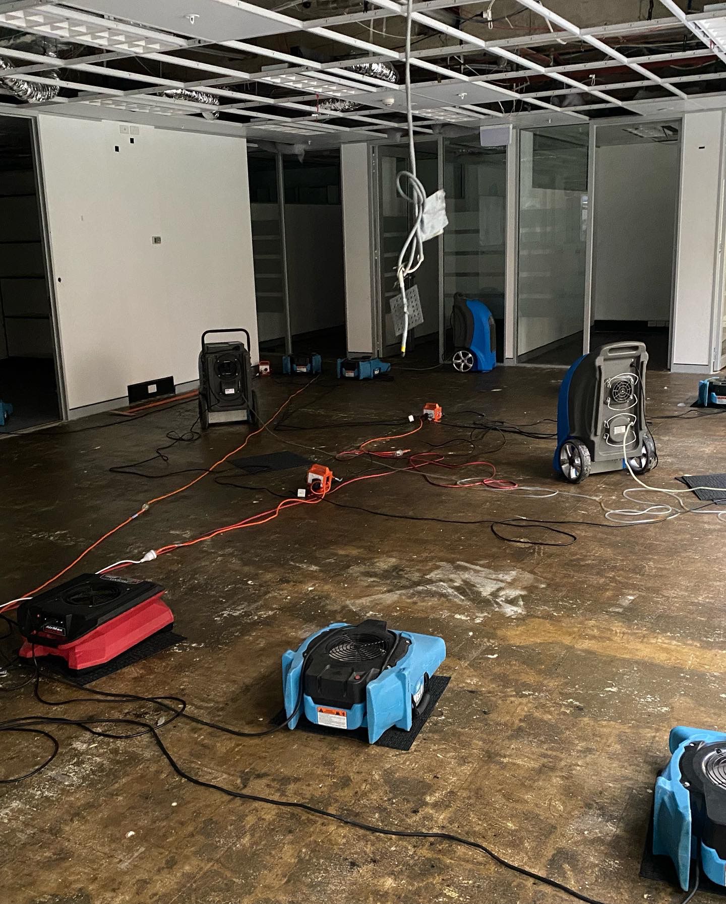 Commercial drying setup in a large office