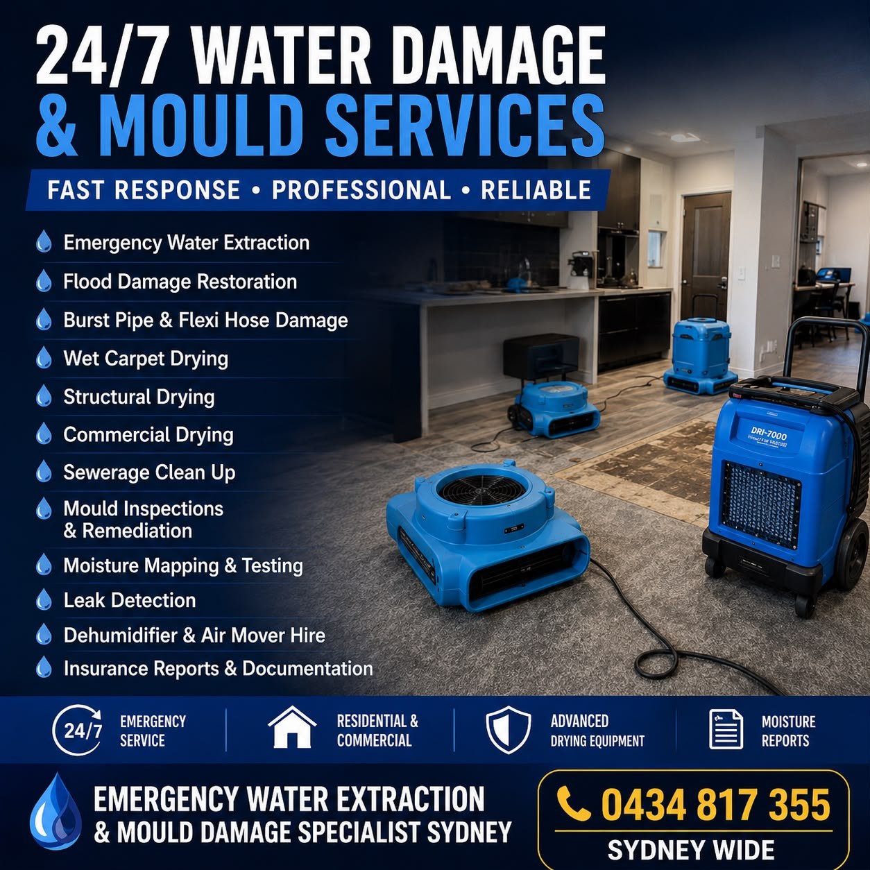 24/7 water damage and mould services Sydney